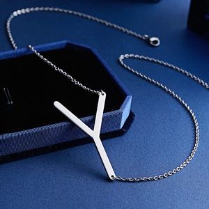 Silver Initial Stainless Steel Pendant Necklace
